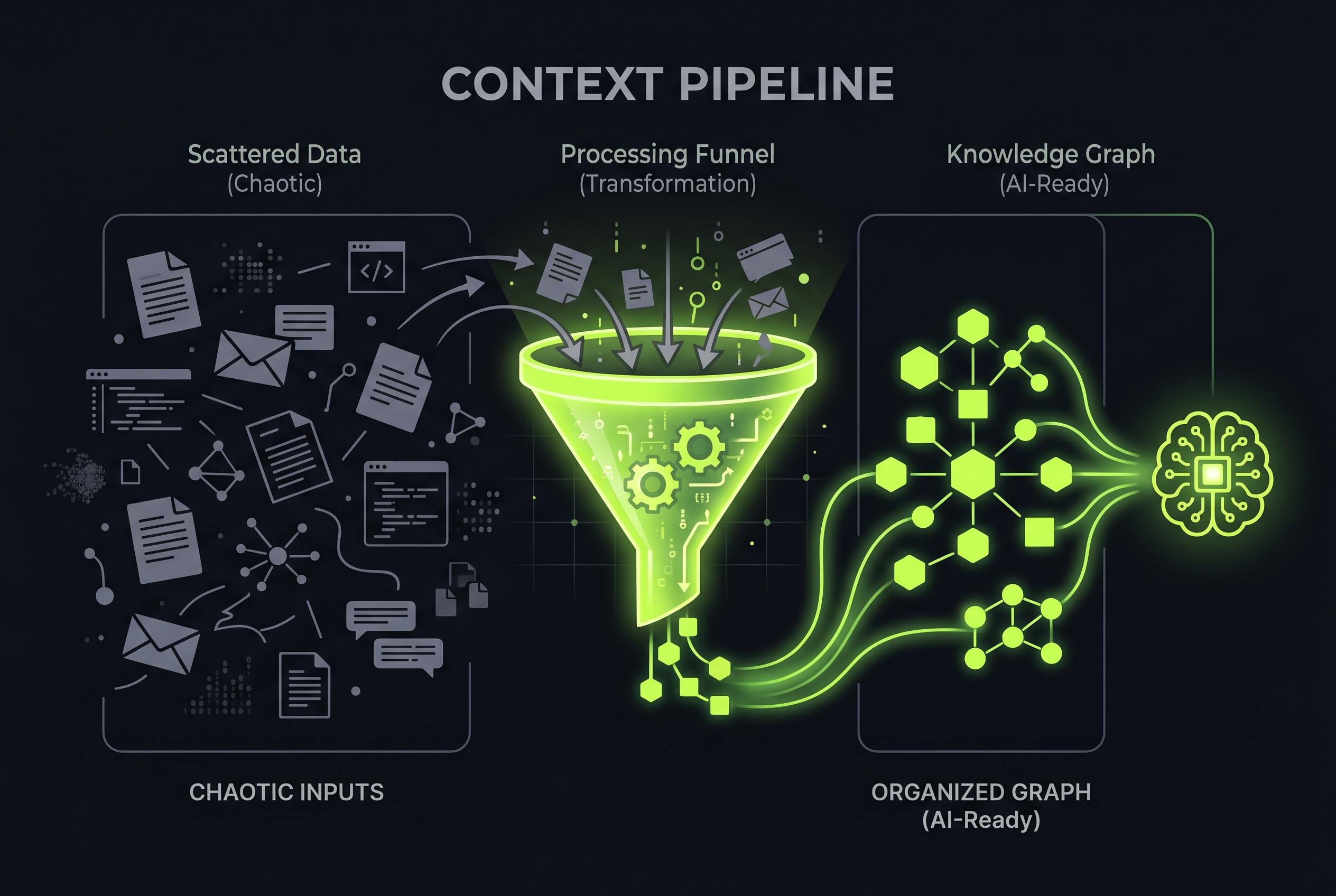 Context Pipeline: from scattered data to organized knowledge to AI action